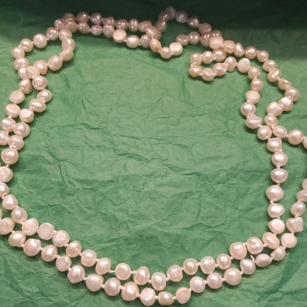 Pearl necklace 2 strands 7-8 mm hand-knotted New in box JTV
